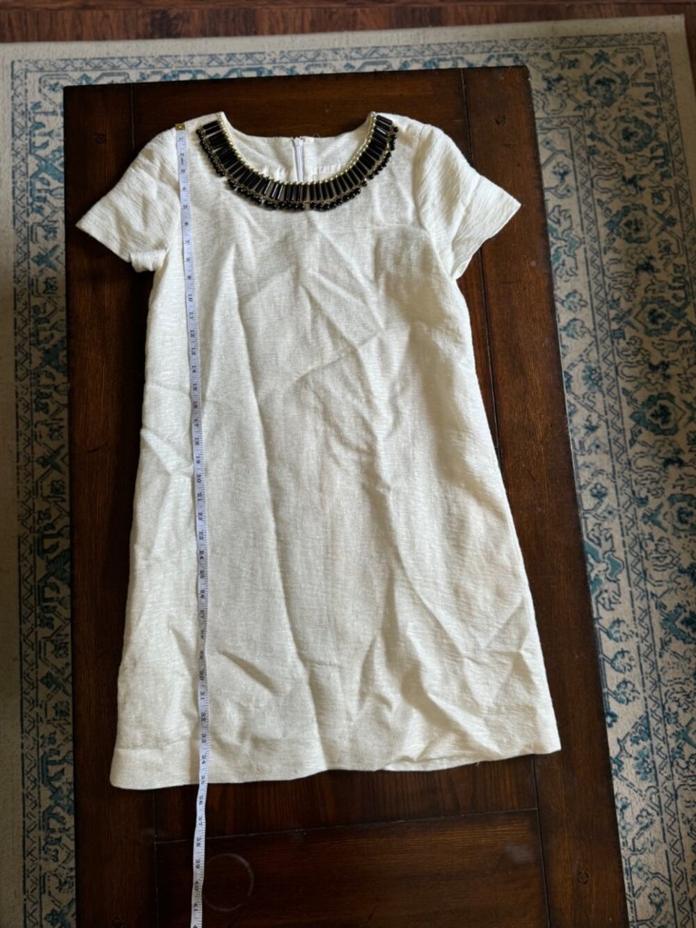 Kate Spade Gail Sheath Dress Cream Linen Blend Embellished Beads Pockets Lined 6 - Picture 14 of 14